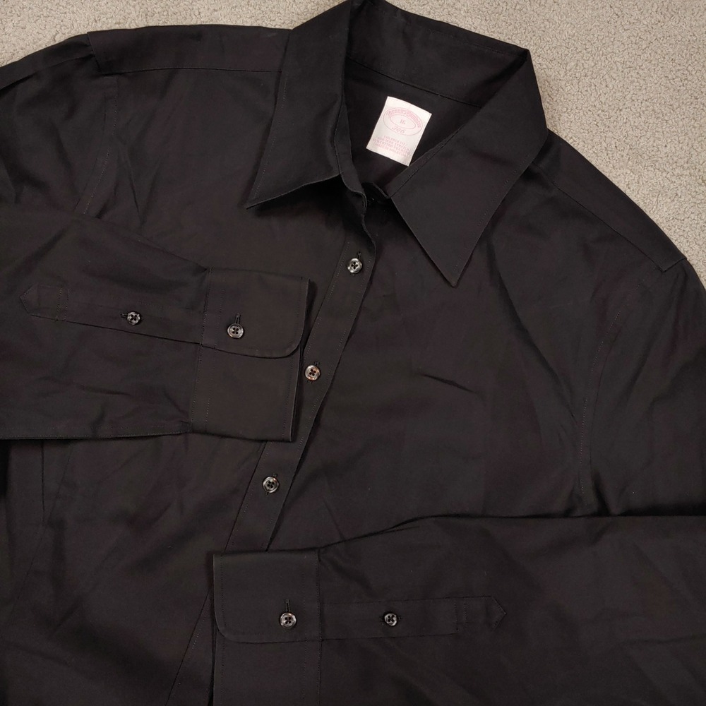 Brooks Brothers 346 BLACK Dress Shirt - Men Size 16 - Long Sleeve Tailored Fit